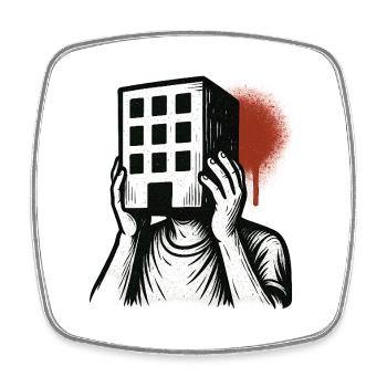 Baumaske - Künstlerische Illustration - Viereckiger Kühlschrankmagnet - Weiß - Vorne