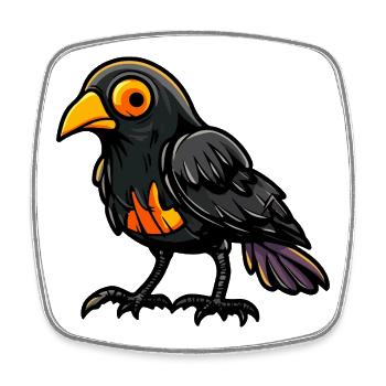 Rabe Krähe Halloween Comic Lustig - Viereckiger Kühlschrankmagnet - Weiß - Vorne