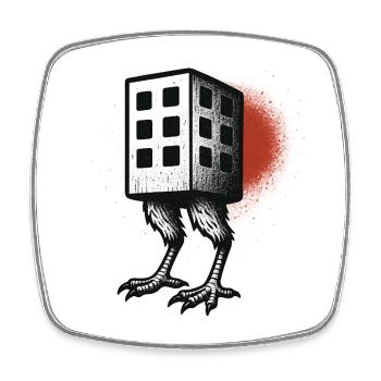 Cube Building with Legs - Square fridge magnet - white - Front