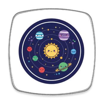 Cheerful Solar System Design - Square fridge magnet - white - Front