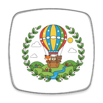 Colorful Hot Air Balloon Animal Travel - Square fridge magnet - white - Front