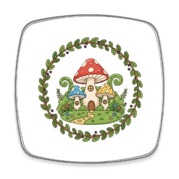 Waldpilzhaus Kranz - Viereckiger Kühlschrankmagnet - Weiß - Vorne
