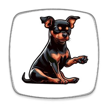Sprich mit der Pfote Zwergpinscher Pinscher Minpin - Viereckiger Kühlschrankmagnet - Weiß - Vorne