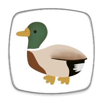 Canard colvert Illustration minimale - Magnet carré - blanc - Devant