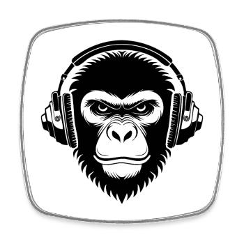 Prime Sound Wave Vibe Monkey Head Shirt - Square fridge magnet - white - Front
