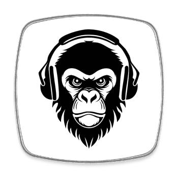 Masked Underground Beat Monkey Head Shirt - Square fridge magnet - white - Front