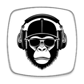 Groovy Nightclub Party Techno Monkey Head Chemise - Magnet carré - blanc - Devant
