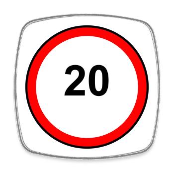 Tempo20 Sign Retro Illustration - Square fridge magnet - white - Front