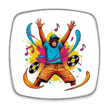 Funky_Monkey_DJ - Square fridge magnet - white - Front