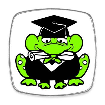 grenouille diplôme d’études secondaires réussi collège mignon - Magnet carré - blanc - Devant
