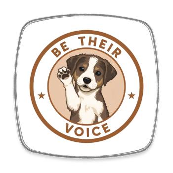 Cute Dog Cartoon Be Their Voice - Square fridge magnet - white - Front