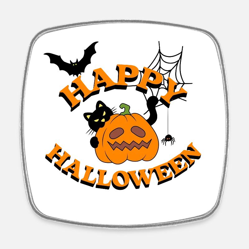 Halloween Pumpkin Round Logo - Square fridge magnet - white