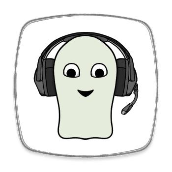 Ghost Gamer Headset - Viereckiger Kühlschrankmagnet - Weiß - Vorne