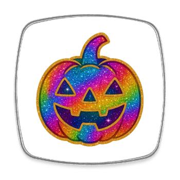 Rainbow Glitter Pumpkin - Square fridge magnet - white - Front