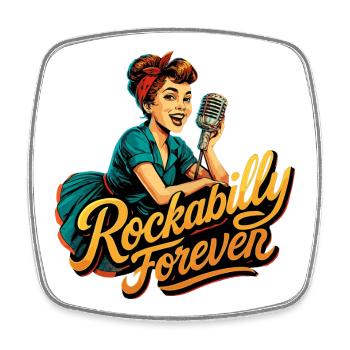 Rockabilly Forever Microphone anthracite des années 50 cadeau - Magnet carré - blanc - Devant