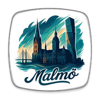 Malmö city Sweden cool maritime gift - Square fridge magnet - white - Front