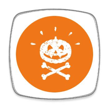 Jolly Roger Halloween Vampire Pumpkin White Orange - Square fridge magnet - white - Front