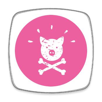 Jolly Roger Piggy Pirate Lucky Pig - Square fridge magnet - white - Front