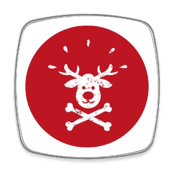 Jolly Roger Rudolph Reindeer Christmas Design - Square fridge magnet - white - Front