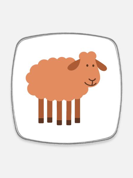 Sheep with 5 legs rare pearl - Square fridge magnet - white