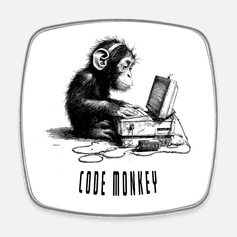 Code Monkay - Viereckiger Kühlschrankmagnet - Weiß