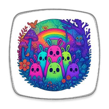 Neon Monster Friends - Square fridge magnet - white - Front