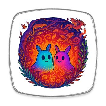 Neon Monster in Liebe - Viereckiger Kühlschrankmagnet - Weiß - Vorne