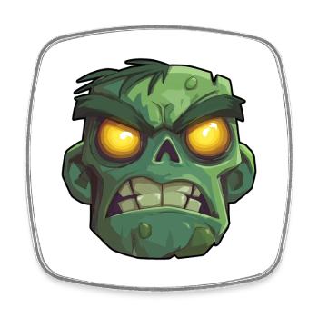 Scary zombie head - Square fridge magnet - white - Front