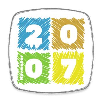 18. Geburtstag Farbige Patches depuis 11/2007 - Magnet carré - blanc - Devant
