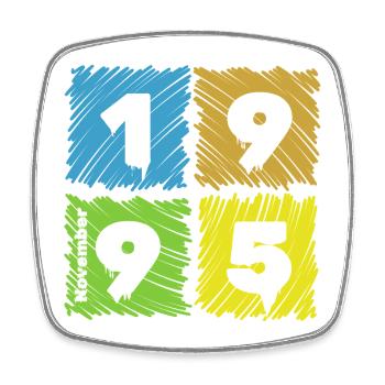 30. Écussons Geburtstag Farbige depuis 11/1995 - Magnet carré - blanc - Devant