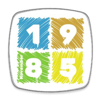 40. Geburtstag Farbige Patches depuis 11/1985 - Magnet carré - blanc - Devant