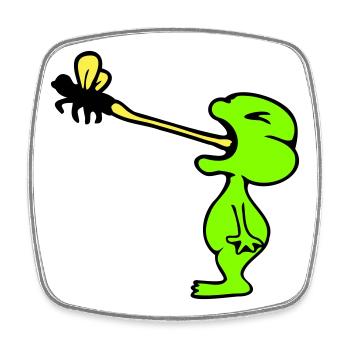 La grenouille attrape la mouche langue moustique manger le crapaud de la faim - Magnet carré - blanc - Devant