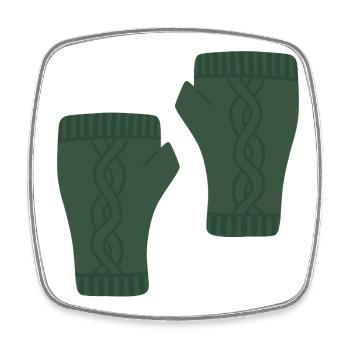 Grüne fingerlose Handschuhe mit Zopfmuster - Viereckiger Kühlschrankmagnet - Weiß - Vorne