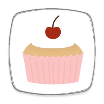 Pastel Cupcake with Cherry - Square fridge magnet - white - Front