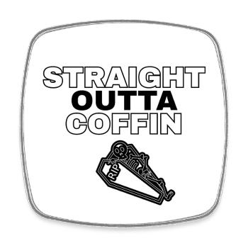 Straight Outta Coffin Skeleton Design - Square fridge magnet - white - Front