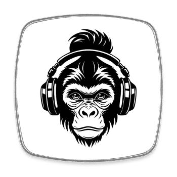 Funky Affenkopf Loop Beat Edition Shirt - Viereckiger Kühlschrankmagnet - Weiß - Vorne