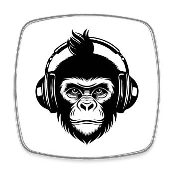 Beat Maker Monkey Head Studio Session Shirt - Square fridge magnet - white - Front