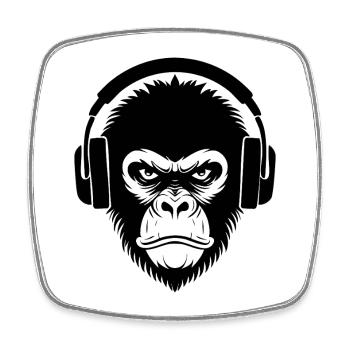 Urban Monkey Head Night Ride Edition Shirt - Square fridge magnet - white - Front