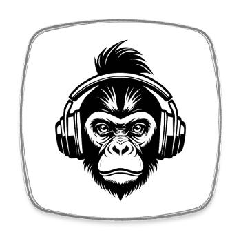 Monkey Head Bass Moment Beat Session Shirt - Square fridge magnet - white - Front