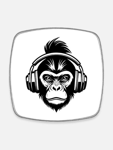 Affenkopf Bassmoment Beat Session Shirt - Viereckiger Kühlschrankmagnet - Weiß