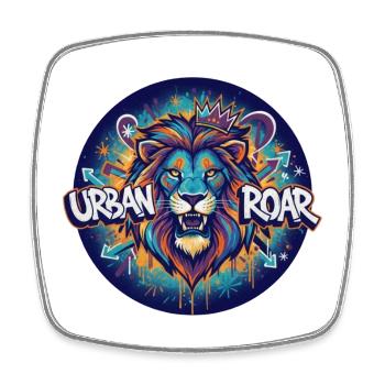 Urban Lion Graffiti Circle - Square fridge magnet - white - Front