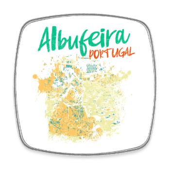 Plage du Peneco Albufeira illustration Algarve - Magnet carré - blanc - Devant