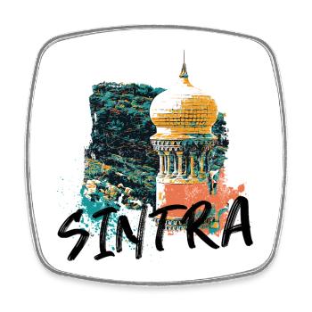 Tour mauresque typique du parc Sintra illustration - Magnet carré - blanc - Devant