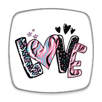 Love Kaleido Heart Pattern - Square fridge magnet - white - Front