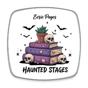 Haunted Stages Skull Books Artwork - Viereckiger Kühlschrankmagnet - Weiß - Vorne