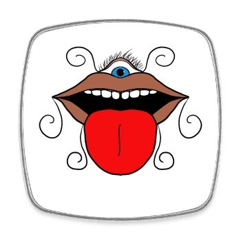 Psychedelic Mouth & Eye - Square fridge magnet - white - Front