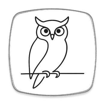 Croquis de hibou sur branche – Nature & Animal Lover - Magnet carré - blanc - Devant