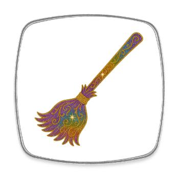 Rainbow Glitter Broom Magic - Square fridge magnet - white - Front