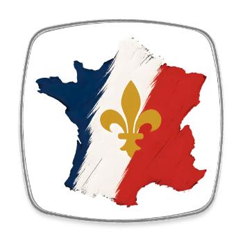 Fleur de Lis Tricolore France - Magnet carré - blanc - Devant