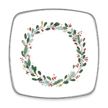 Couronne rouge vert - Personnalisable - Magnet carré - blanc - Devant